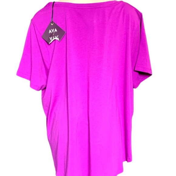 NWT Ava & Viv Relaxed Slouchy Short Sleeve Tee Plus Sz 3X Purple #92D - Picture 4 of 7